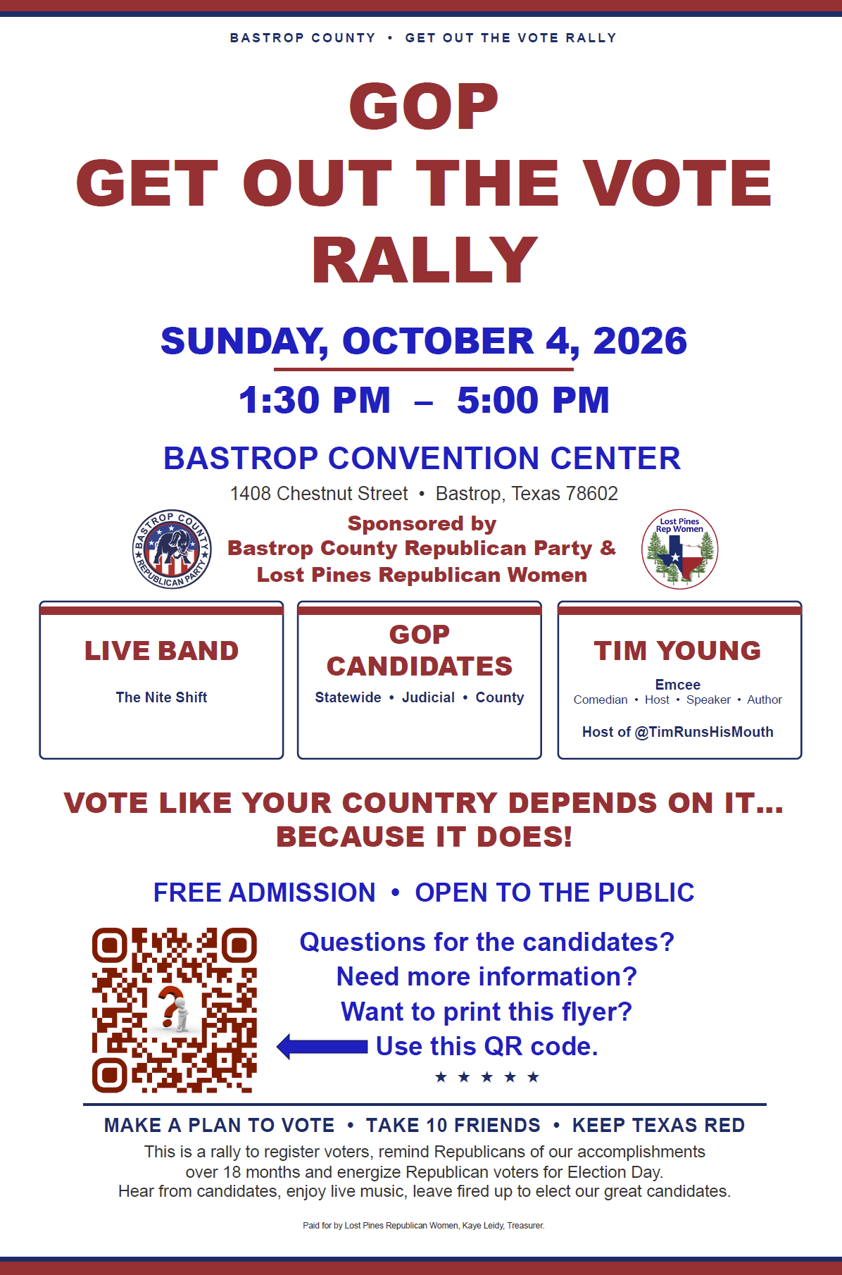 GOP Get Out the Vote Rally — Sunday, October 4, 2026